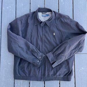 Vintage Polo Ralph Lauren Jacket Black Large Harrington Full Zip